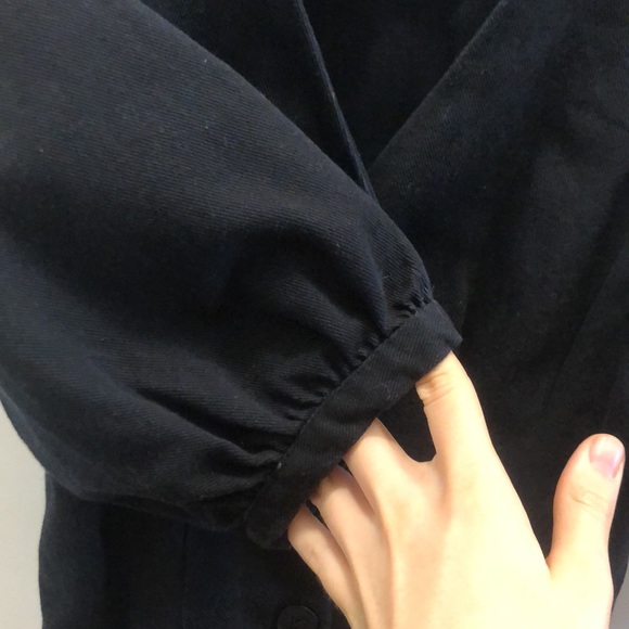 Navy denim crop top with puffy sleeves - Picture 4 of 4